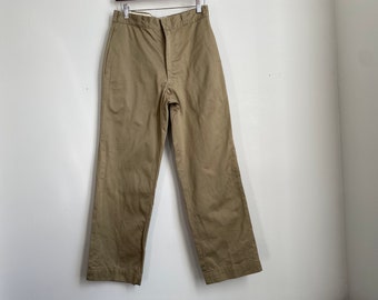 Pantaloni chino kaki in cotone vintage anni '60 dell'esercito americano 30