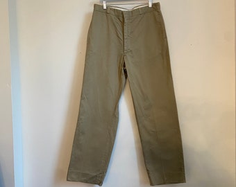 Pantalon chino militaire kaki en coton de l'ère vietnamienne vintage des années 60 33 33 x 32