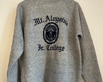 Sweat-shirt tri mélange raglan xl Mt Aloysius des années 1970