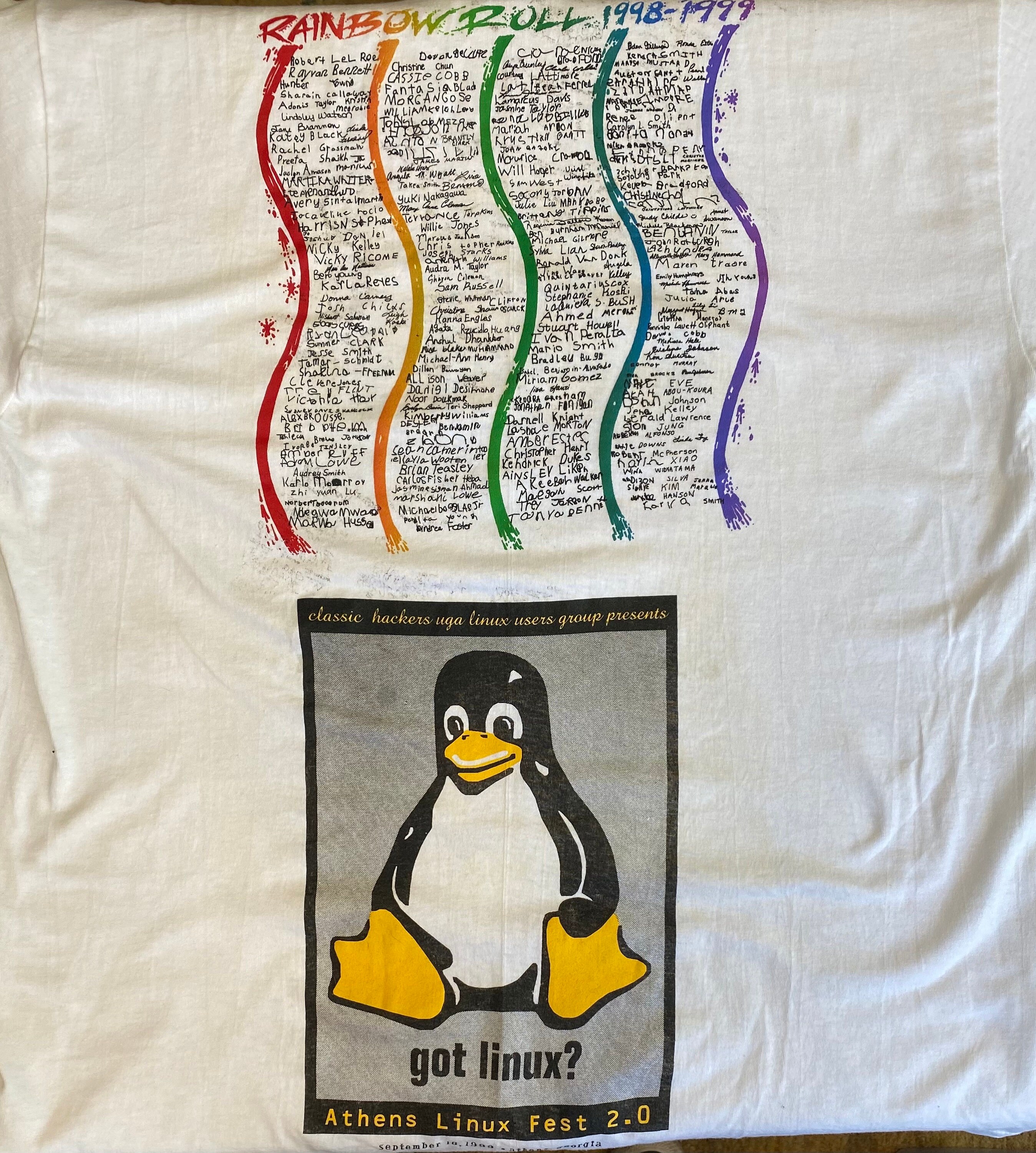 Vintage 90s Y2K Test Print Linux Penguin Globe Logo High School Tennis ...
