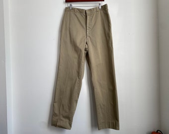 Vintage 60er Jahre US Army Baumwolle khaki Chino Hose Vietnam Ära 33 33x31,5