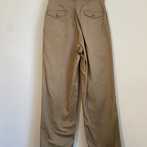 Pantalon chino kaki en coton officier vintage des années 50, poches à rabat, fermeture à glissière 31 image 2