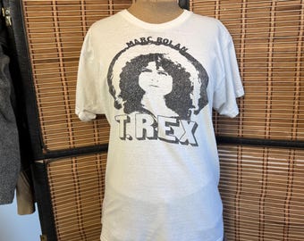 Vintage 70s 80s Marc Bolan T Rex Tee Medium Large Distressed Bowie Glam Concert Band