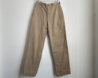 Vintage-Khaki-Chinohose aus Baumwolle der US-Armee mit Knopfverschluss, Größe 29