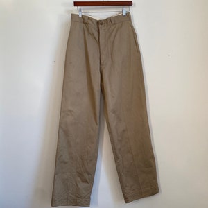 Pantalon chino kaki en coton officier vintage des années 50, poches à rabat, fermeture à glissière 31 image 1