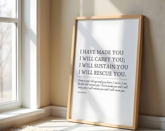 Scripture Art Printable, Isaiah 46:4, Minimal Bible Verse Wall Decor, I Have Made You and I Will Carry You SVG, Christian Quote Print