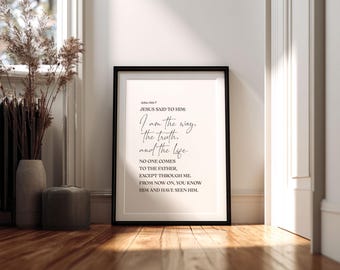 John 14:6 Printable Wall Art I I Am the Way the Truth the Life Scripture I Christian Gift I Bible Verse Home Decor | Scripture SVG - TP5