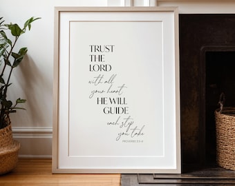 Proverbs 3:5-6 Scripture Print, Christian Home Decor (Digital Download)
