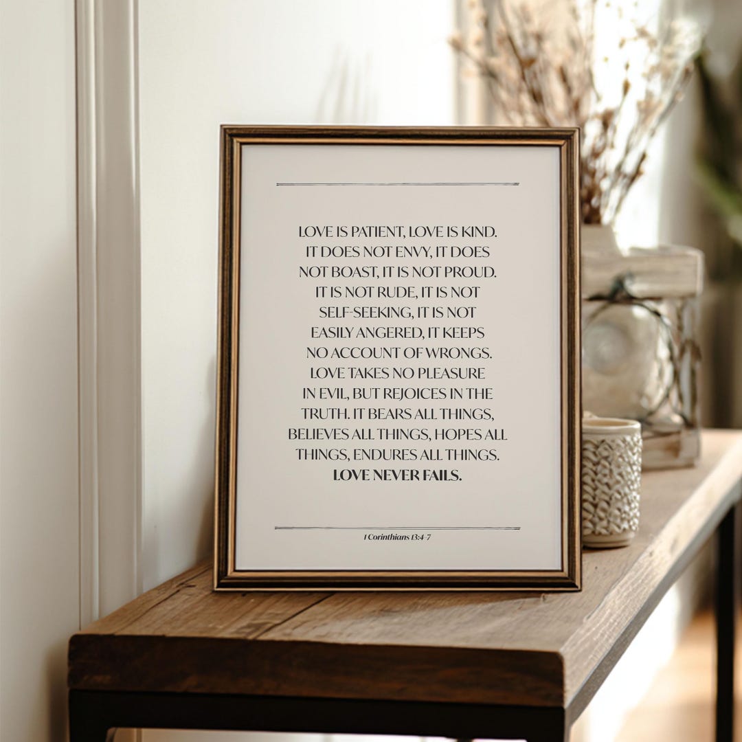 1 Corinthians 13:4-7 Scripture Art - Christian Wedding Gift (digital ...