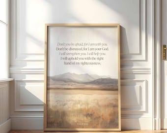Fear Not Scripture Wall Art | Isaiah 41:10 Bible Verse Printable | Christian Home Decor Sign | Inspirational Digital Print SVG, - AB1