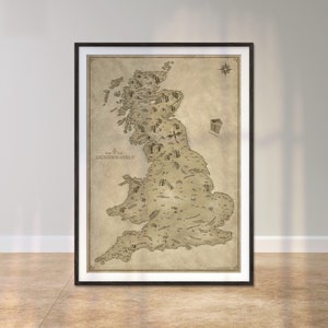 May include: A vintage-style map of the "Wizarding World" with a compass and the text "Once Upon the Wizarding World" in the top left corner. The map is printed on a beige background with brown lines and text.
