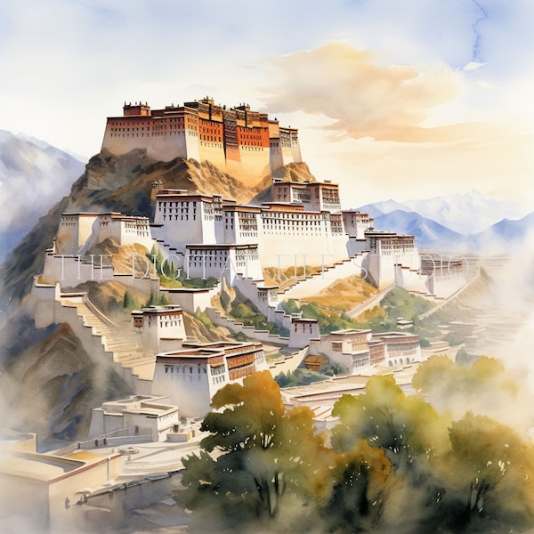 12 High-Quality Designs of Potala Palace PNG|JPG|PDF - Digital Print, Watercolor, Wall Art, Commercial Use Digital Download, Clipart