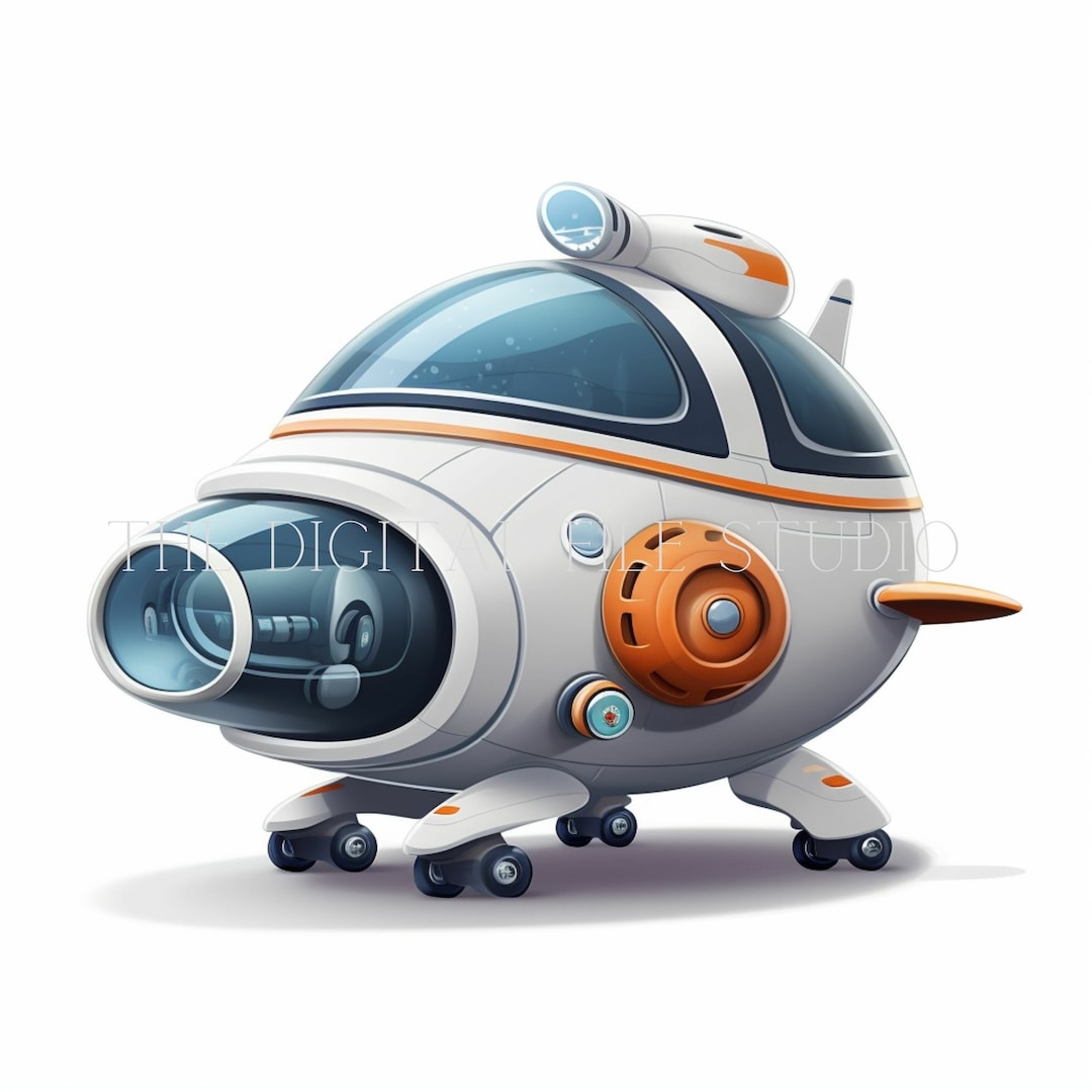 12 Cartoon Spaceship High-quality Designs PNGJPGPDF Clip Art 12 Digital ...