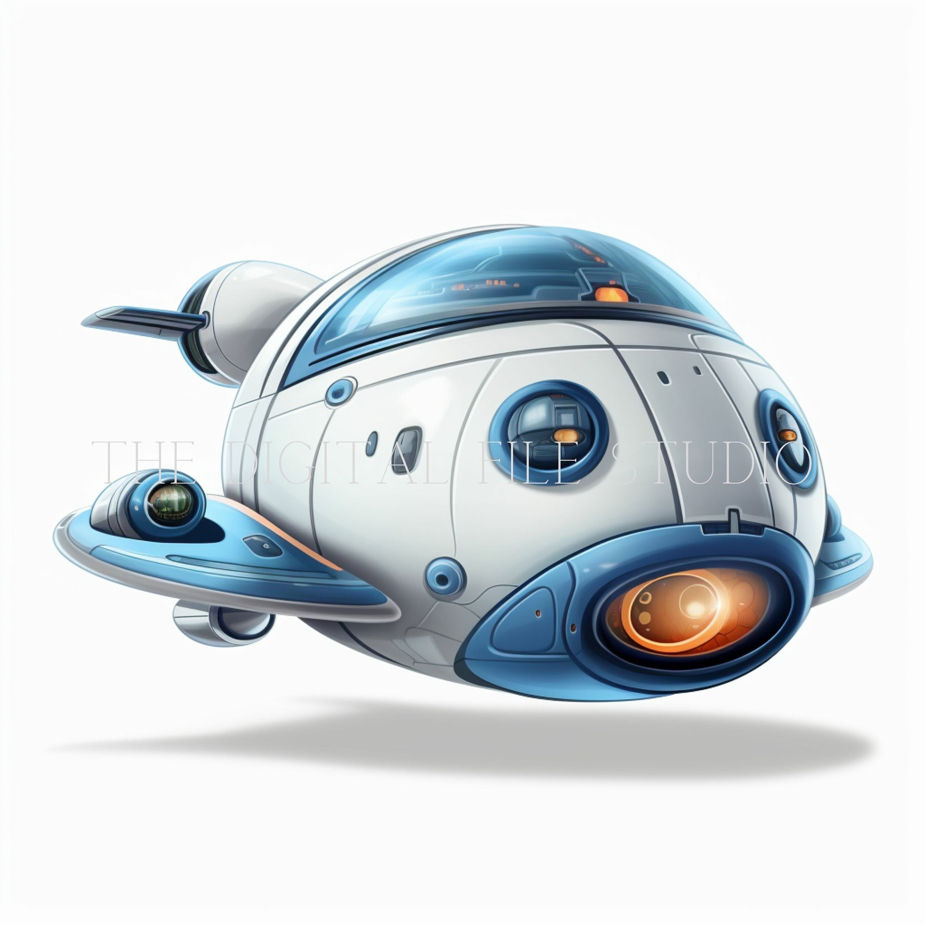 12 Cartoon Spaceship High-quality Designs PNGJPGPDF Clip Art 12 Digital ...