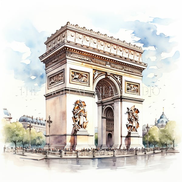 8 Arc De Triomphe High-Quality Designs PNG|JPG|PDF Clip Art 8 Digital Files, Journaling, Landmark Art, Wall Art, Digital Download