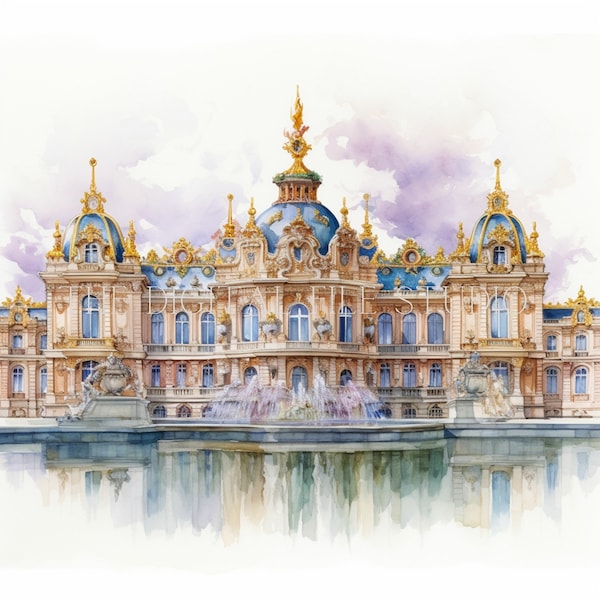 8 Schloss Versailles Hochwertige Designs PNG|JPG|PDF Clip Art 8 Digitale Dateien, Journaling, Wahrzeichen Kunst, Wandkunst, digitaler Download