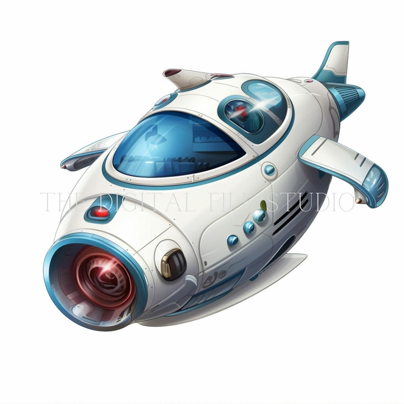 12 Cartoon Spaceship High-quality Designs PNGJPGPDF Clip Art 12 Digital ...