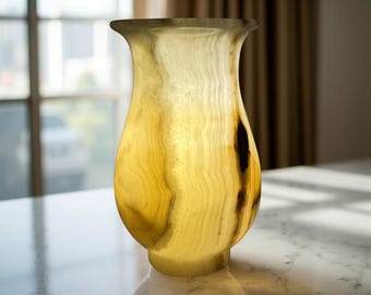 Designer Onyx Lamp | Unique Stone Lamp in Artistic Design. Luxury Christmas Decor