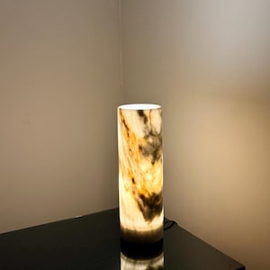 White Onyx Table Lamp: Natural Stone Bedside Lighting