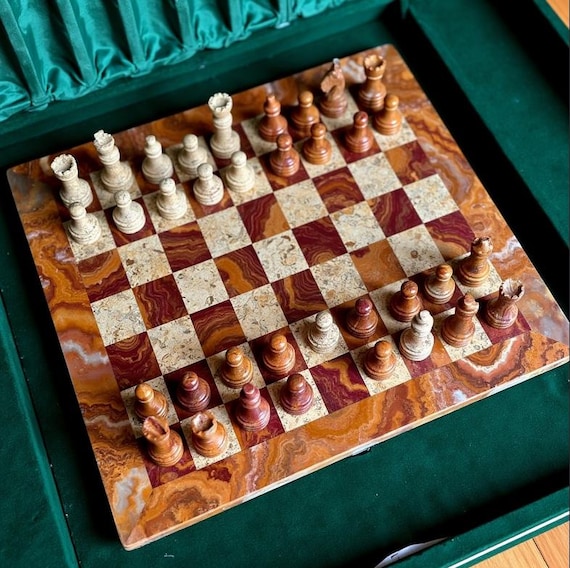 SPESHSTONES Marble Chess Set 15 Inch Handmade White & Travertine Luxury Board Games For Adults, Elegant Table Top Board Game, Travel Chess Pieces & Storage Box For Gifts & Home Decor - View #9