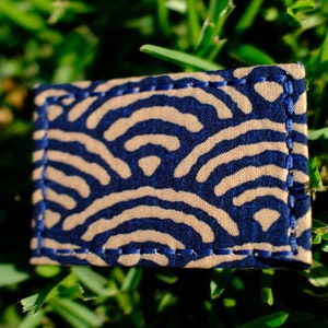 Handmade Japanese Fabric Blue/Brown Seigaiha Patch