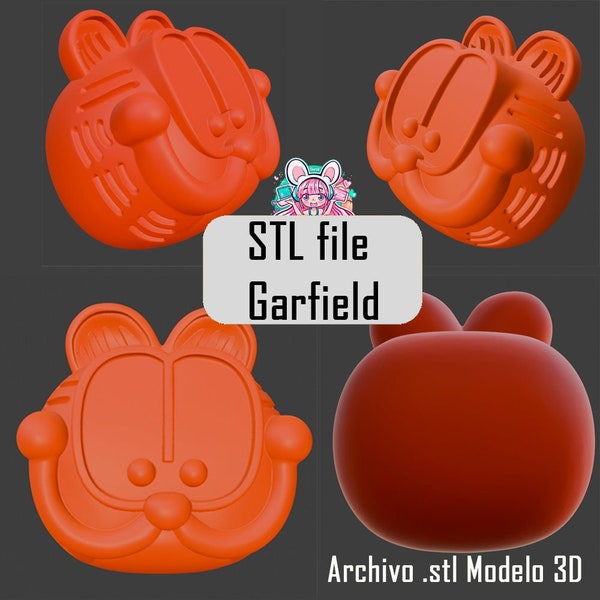 Garfield Head STL File - High-Resolution 3D Print Model - Perfect for Size Customization - Unique Gift for Cartoon Fans Catlovers Fanart