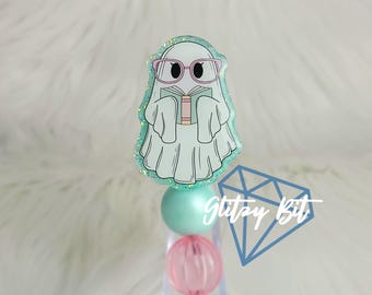 Bookish Ghost | Ghost Reading Book | Book Lover Halloween Badge Reel | RN NP Nurse Teacher Xray Rad Tech Retractable Badge Reel Badge Holder