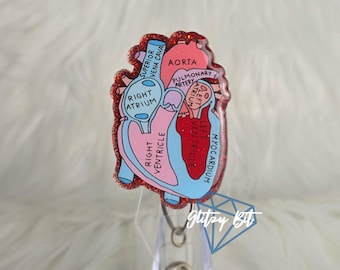 Anatomical Heart Cardiologist Cardiology Badge Reel | Nurse Retractable Badge Reel ID Badge Holder