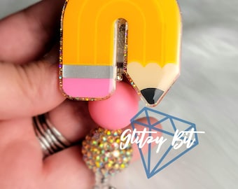 Pencil Rainbow Teacher Appreciation Badge Reel | School Teacher Para Professional SLP Retractable Badge Reel ID Badge Holder