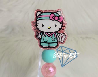 Nurse Kitty Badge Reel | Nurse Retractable Badge Reel ID Badge Holder