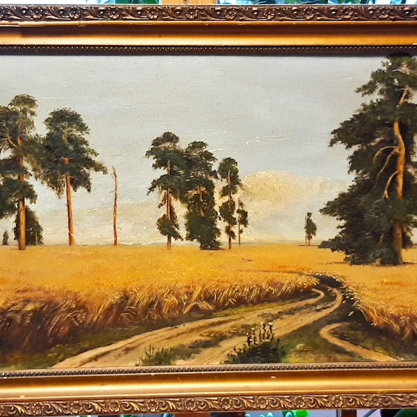 Une peinture ancienne de Łana (Rye) Shishkin (copie très ancienne)