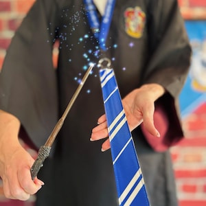 Ravenclaw Tie‑Style Wand Holder with Matching Lanyard – Harry Potter Inspired