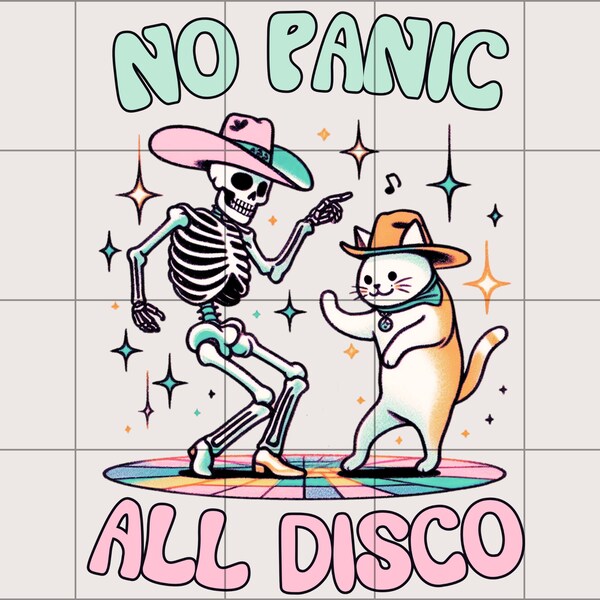 No Panic All Disco PNG, Trending PNG, png design, Retro png design, Groovy png design, Disco cat png, funny cute png, Sublimation