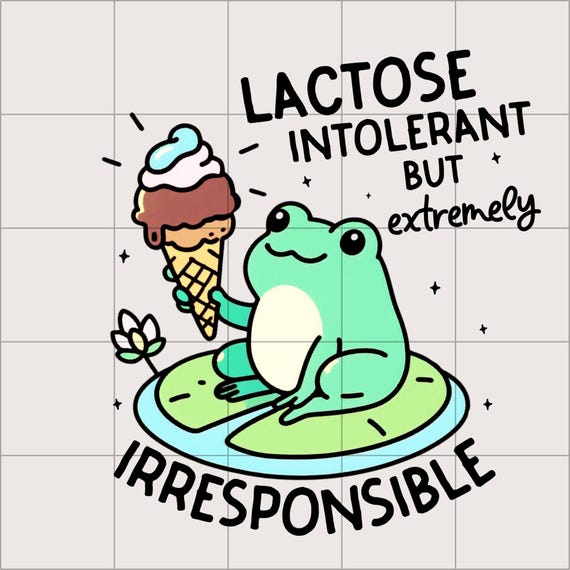 Funny Lactose Intolerant Frog PNG Design (Digital Download)