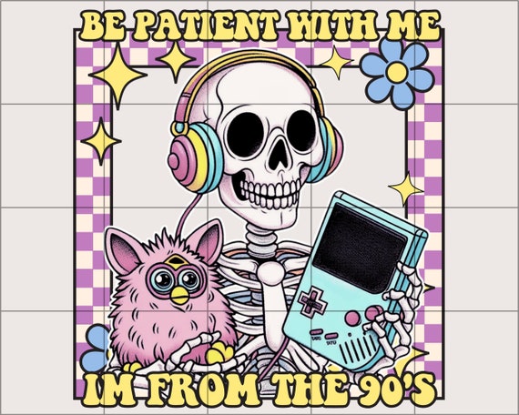 90s Skeleton PNG: Retro Millennial Design (Digital Download)