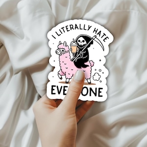 I literally Hate Everyone PNG | Funny png | Mental Health png design | Sarcastic png Reaper png | Llama PNG, Snarky Sublimation DTF transfer image 4