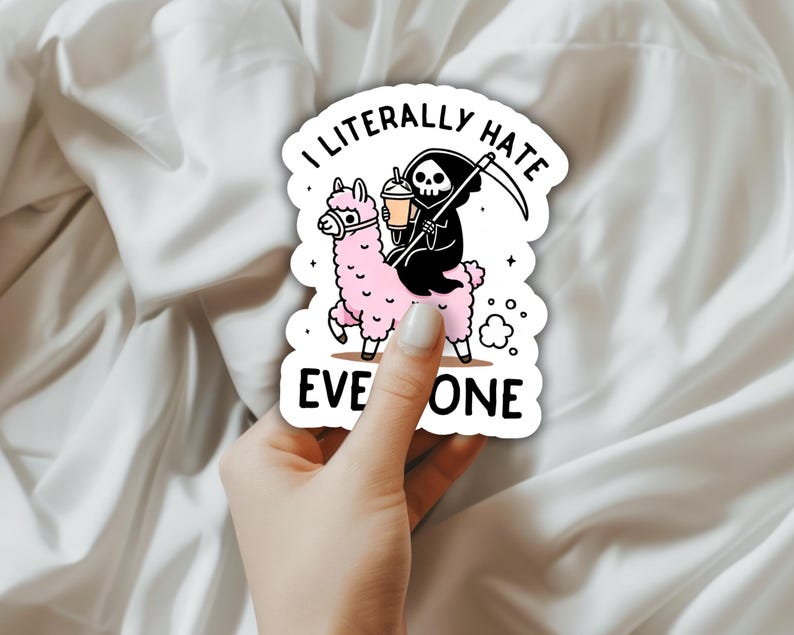 I literally Hate Everyone PNG | Funny png | Mental Health png design | Sarcastic png Reaper png | Llama PNG, Snarky Sublimation DTF transfer image 4