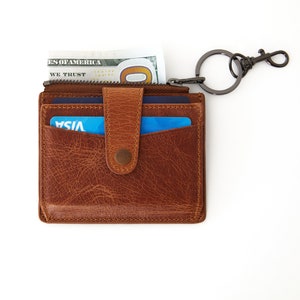 Cartera de cuero minimalista, tarjetero delgado, billetera de cuero, regalo del día del padre, regalo hecho a mano, billetera marrón, billetera de cuero personalizada, regalo