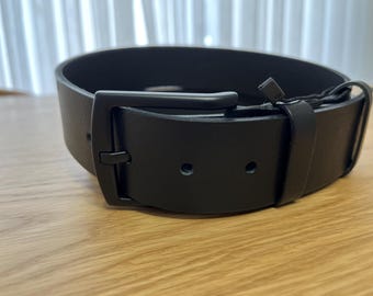 Monogrammed Black Leather Belt, Personalized Gift for Men