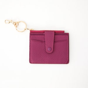 Monedero rosa, regalo hecho a mano, monedero de cuero, regalo para él, día de San Valentín, monedero pequeño, monedero con cremallera, monedero de mujer, regalo para ella, monedero con llavero