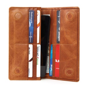 Cartera personalizada, cartera tipo funda para teléfono, cartera de piel auténtica con compartimento con cremallera para hombre y mujer, funda tipo cartera para iPhone, regalo de Navidad