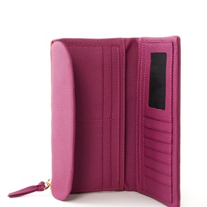 Cartera personalizada, Cartera de cuero genuino, Cartera de mujer, Cartera para iPhone, Cartera rosa, Estuche para cartera para iPhone, regalo de navidad, regalo para ella
