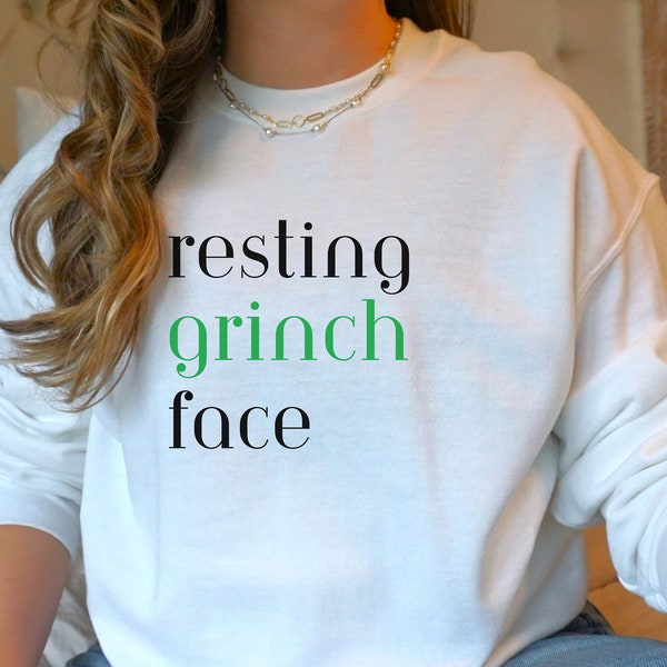 Resting Grinch Face Unisex Crewneck Sweatshirt | Funny Christmas Sweatshirt | Christmas Shirt | Christmas Sweatshirt | Funny Shirt