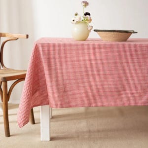Picnic Tablecloth, Linen Red Tablecloth, Piti Checkered Picnic Cloth