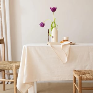 Linen Tablecloth, Cream Color Dining Tablecloth, Picnic - Party Linen Tablecloth