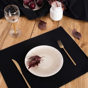BLACK Linen tablecloths, Tablecloth set, Kitchen dining tablecloths, Dining tablecloth, Kitchen accessories tablecloth,