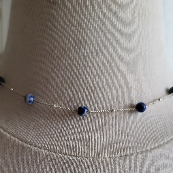 Collier lapis lazuli argent 925