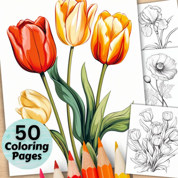 Flower coloring pages, Adult Flower coloring, Printable flower coloring pages, Kids Colouring pages, Botanical Coloring Pages