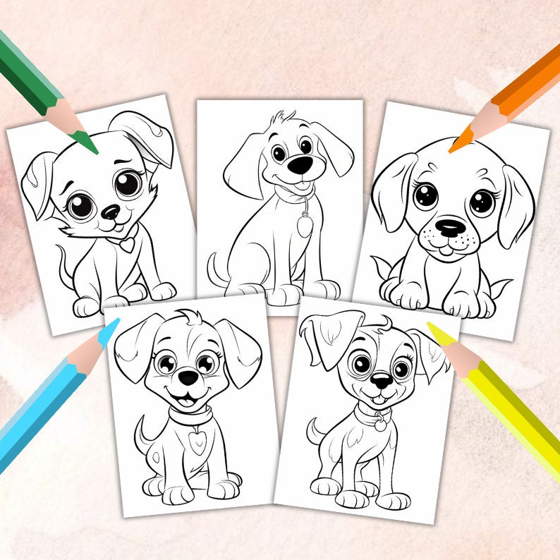 Cute Dogs Coloring Pages for Kids, Puppy Printable, Puppy Coloring ...