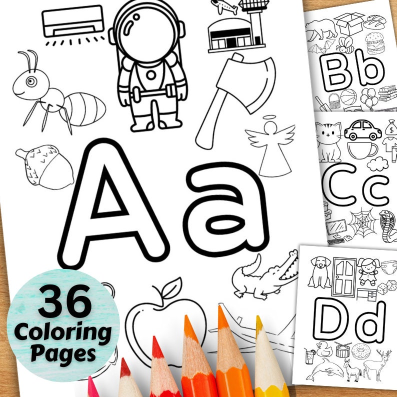 Alphabets Coloring Pages for Kids Coloring Abc Worksheet - Etsy